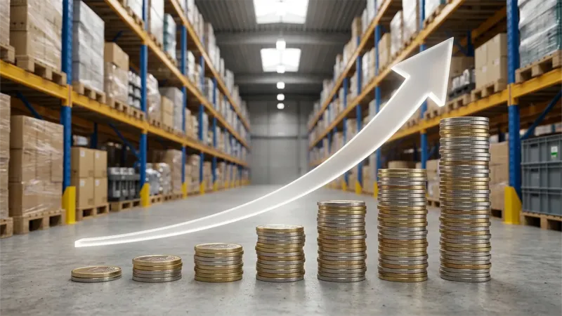 We Buy Racking (growing coins on warehouse floor) in Bryan, TX