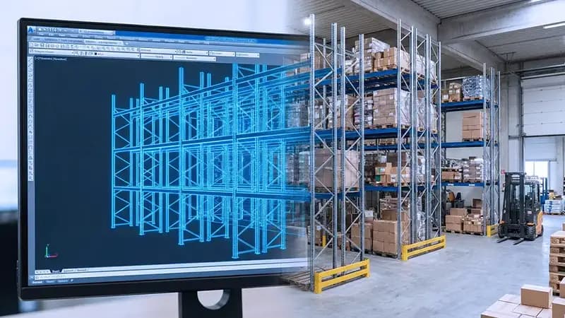 CAD design fades into racking installation