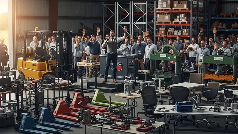 Warehouse euiqpment at warehouse on-site auction.
