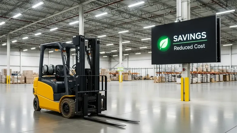 Equipment Surplus (savings sign in warehouse) in Newark, NJ