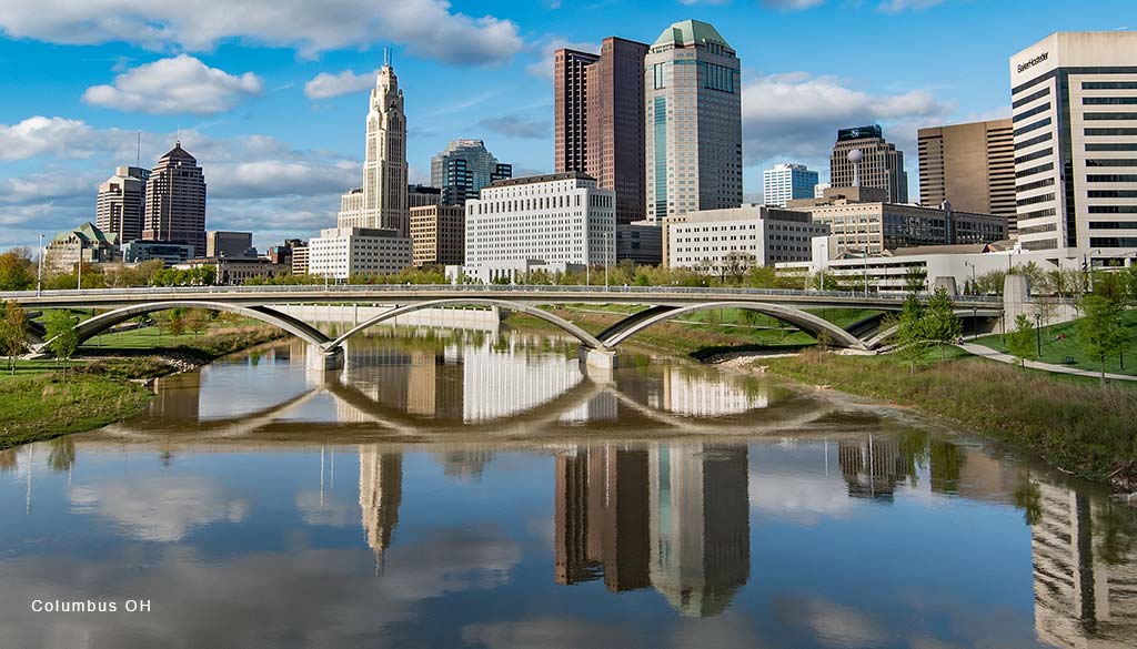 columbus oh river view of the city