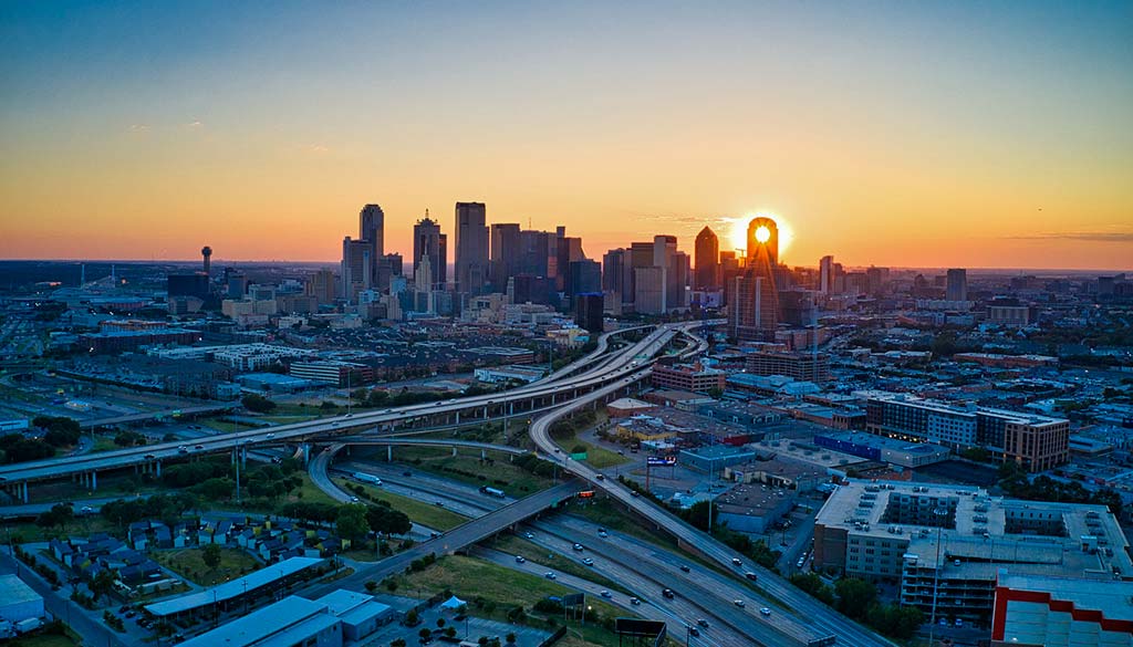 city of dallas texas at sunset